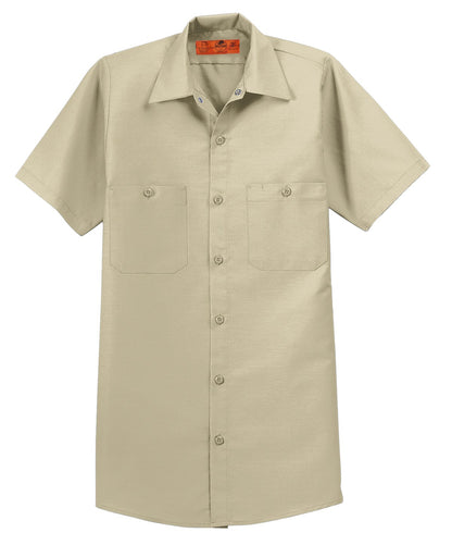 Red Kap Short Sleeve Industrial Work Shirt - Light Tan - flat front