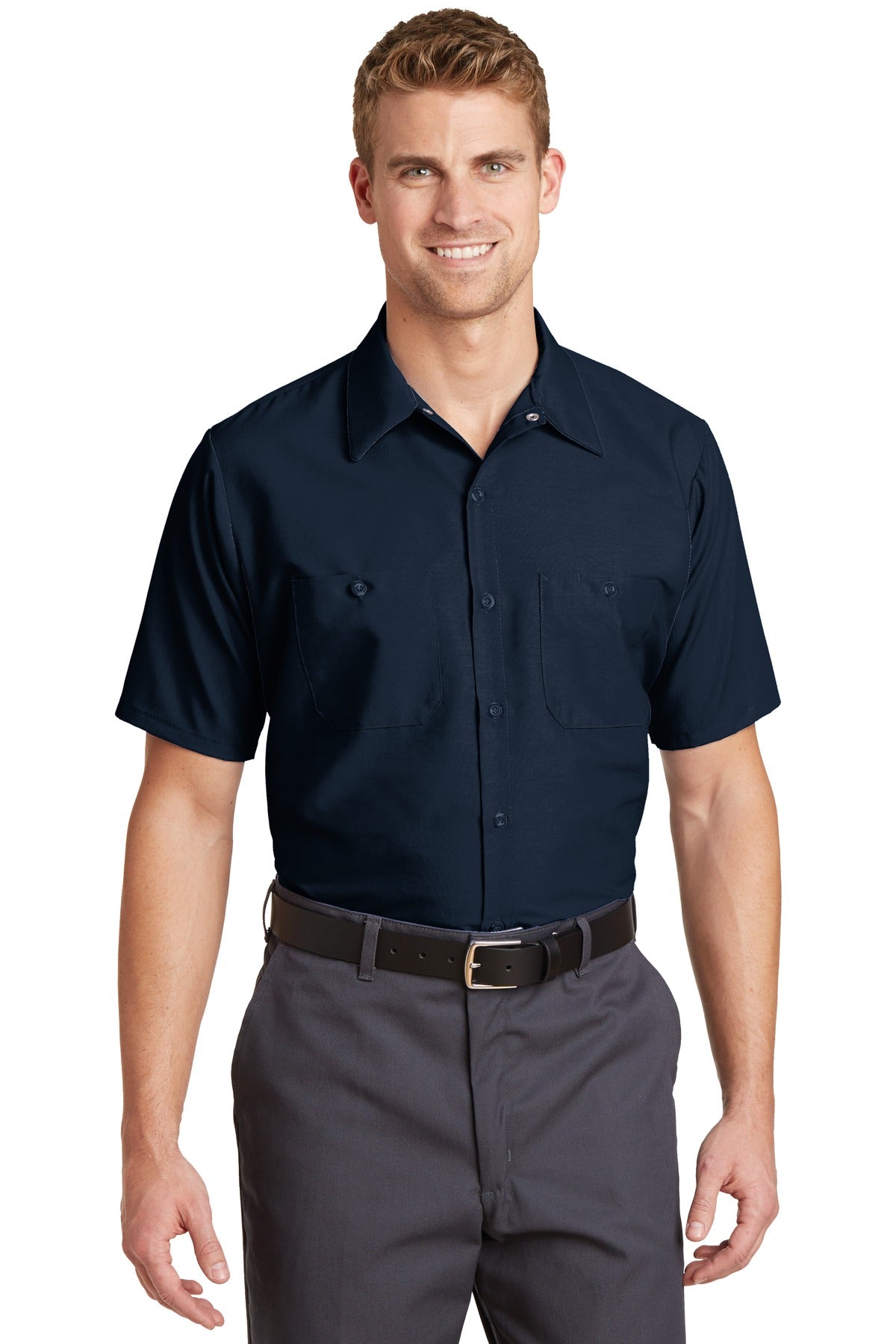 Red Kap Short Sleeve Industrial Work Shirt - Navy - front