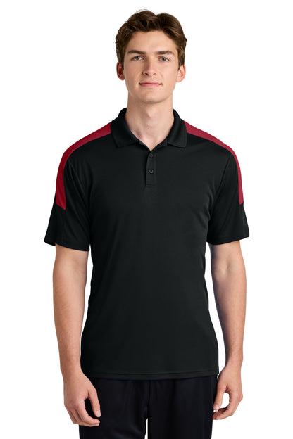 Sport-Tek Competitor United Polo - Black/ Deep Red - front