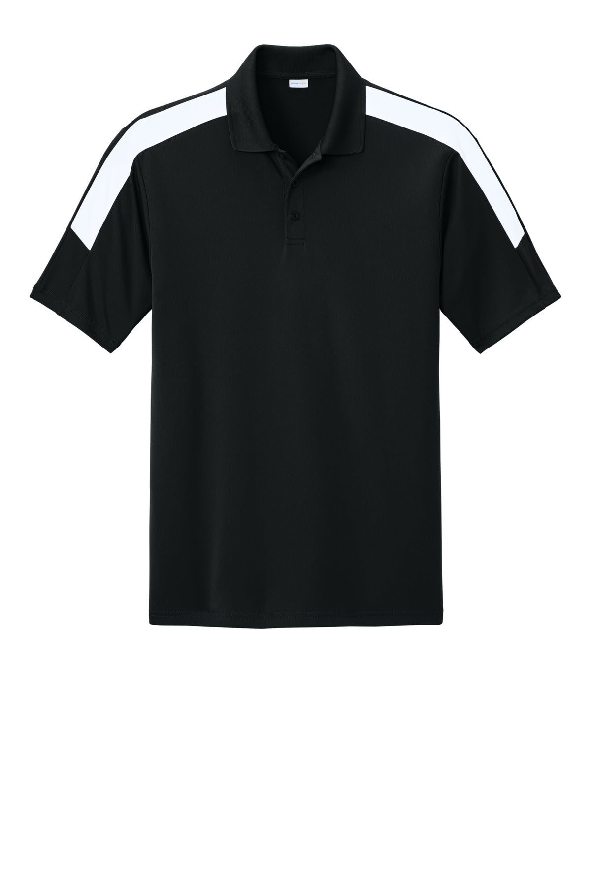 Sport-Tek Competitor United Polo - Black/ White - flat front