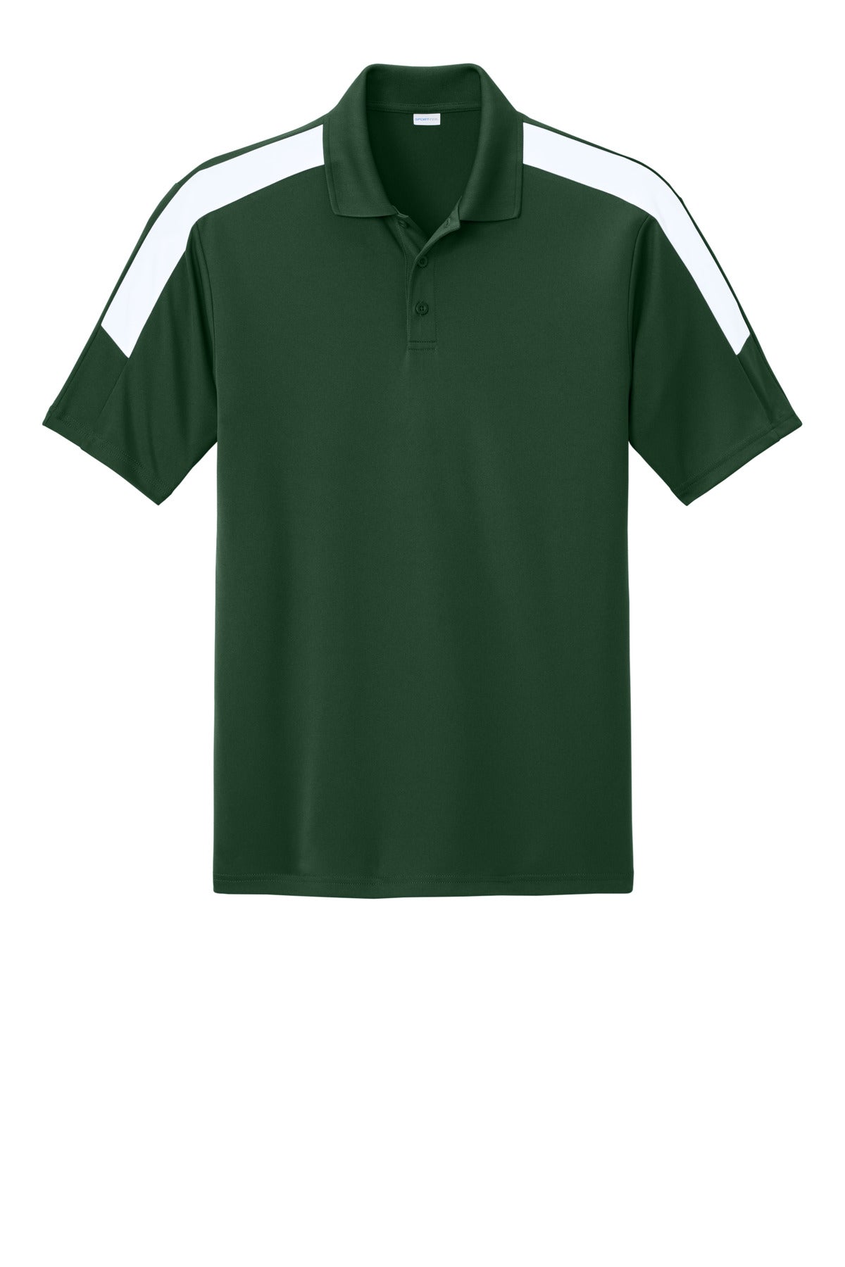 Sport-Tek Competitor United Polo - Forest Green/ White - flat front