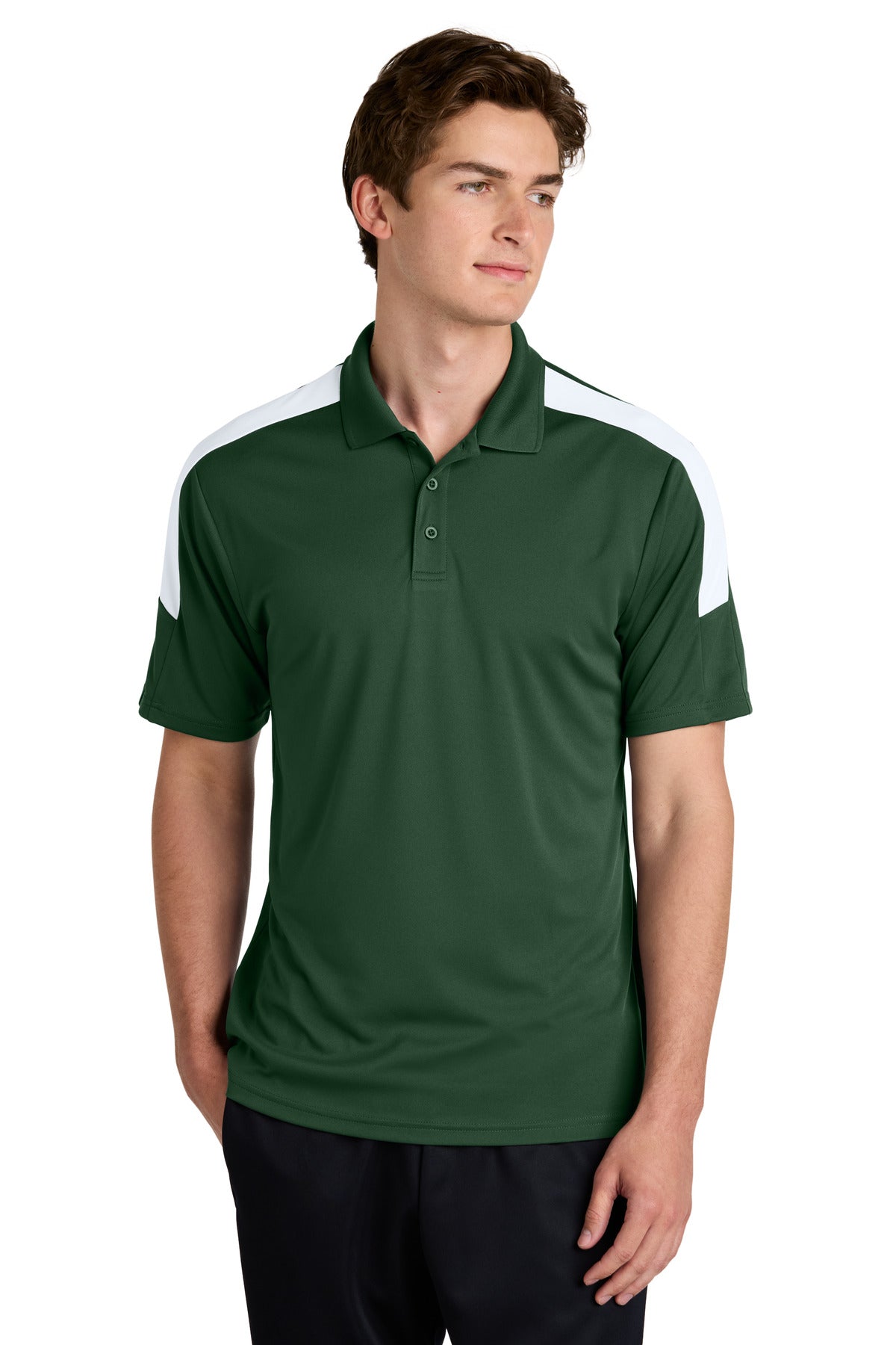 Sport-Tek Competitor United Polo - Forest Green/ White - front