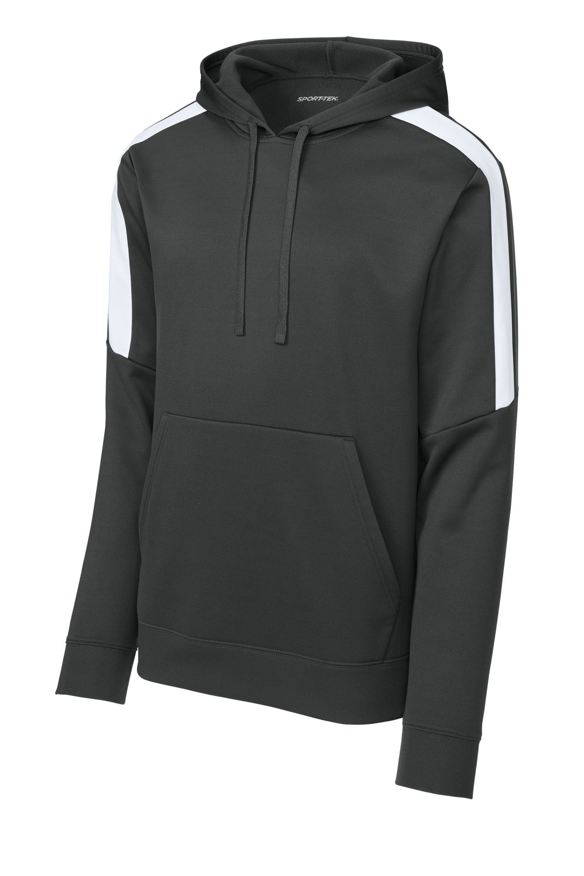 Sport-Tek Sport-Wick Fleece United Pullover Hoodie - Iron Grey/ White - flat front