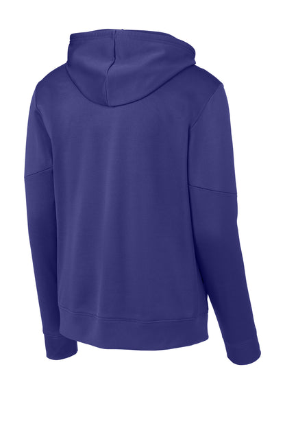 Sport-Tek Sport-Wick Fleece United Pullover Hoodie - Purple/ White - flat back