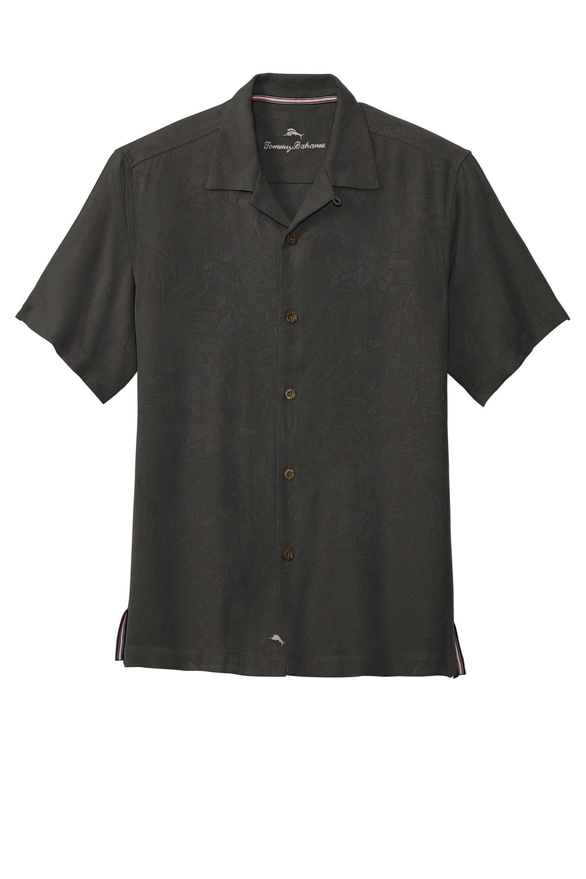 Tommy Bahama Tropic Isles Short Sleeve Shirt - Black - flat front
