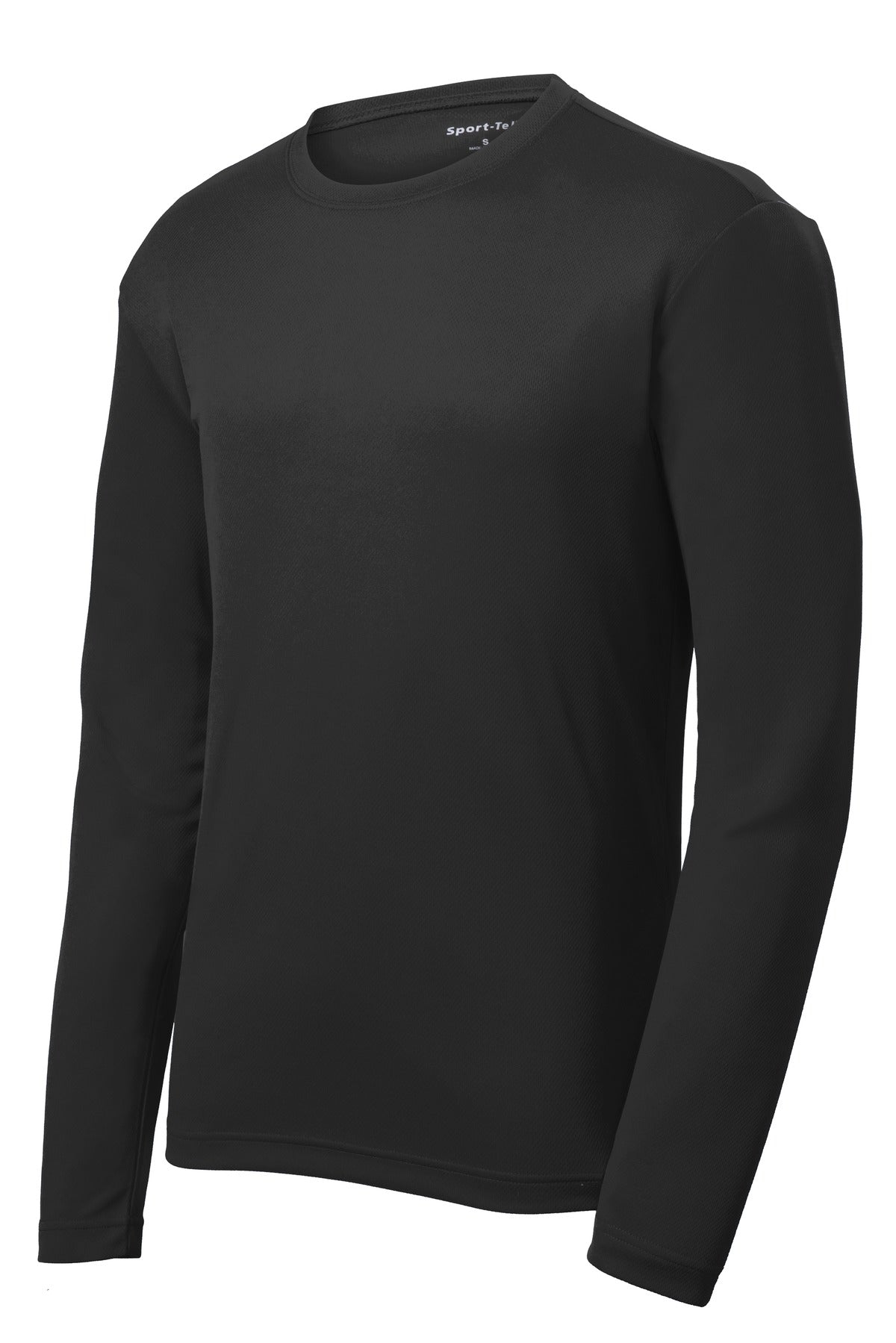 Sport-Tek PosiCharge RacerMesh Long Sleeve Tee - Black - flat front