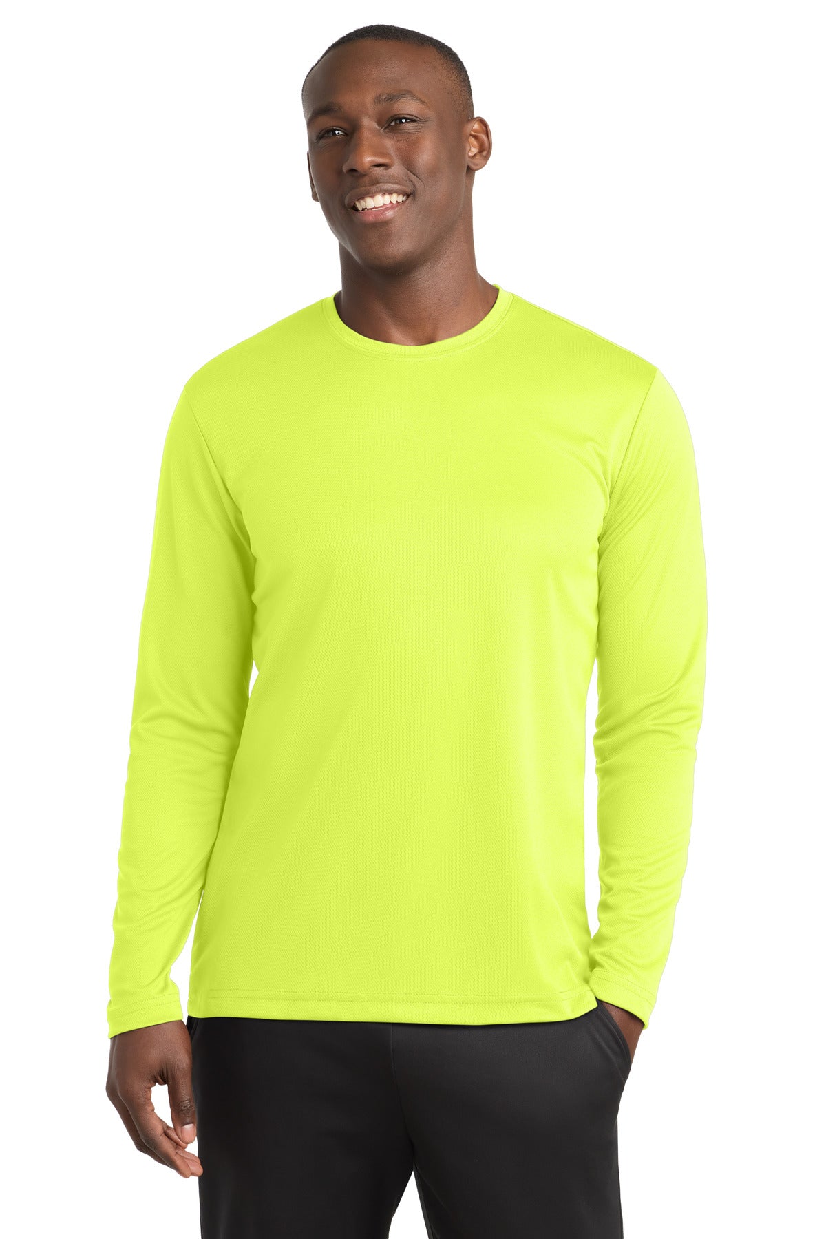 Sport-Tek PosiCharge RacerMesh Long Sleeve Tee - Neon Yellow - front