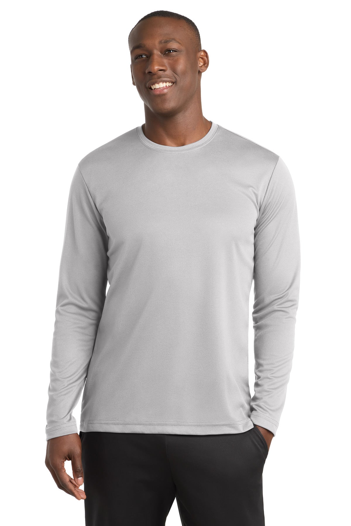 Sport-Tek PosiCharge RacerMesh Long Sleeve Tee - Silver - front