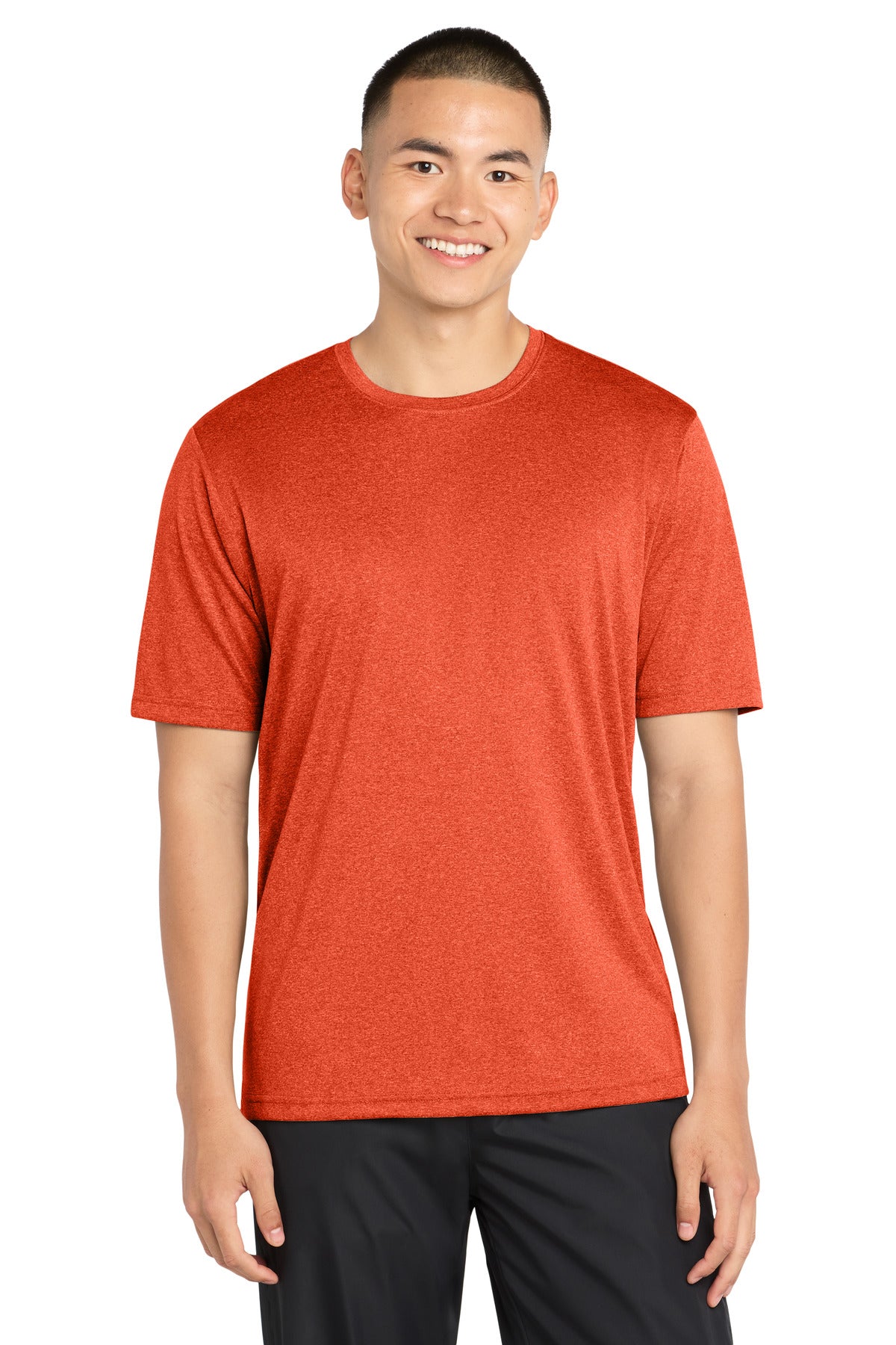 Sport-Tek Heather Contender Tee - Deep Orange Heather - front