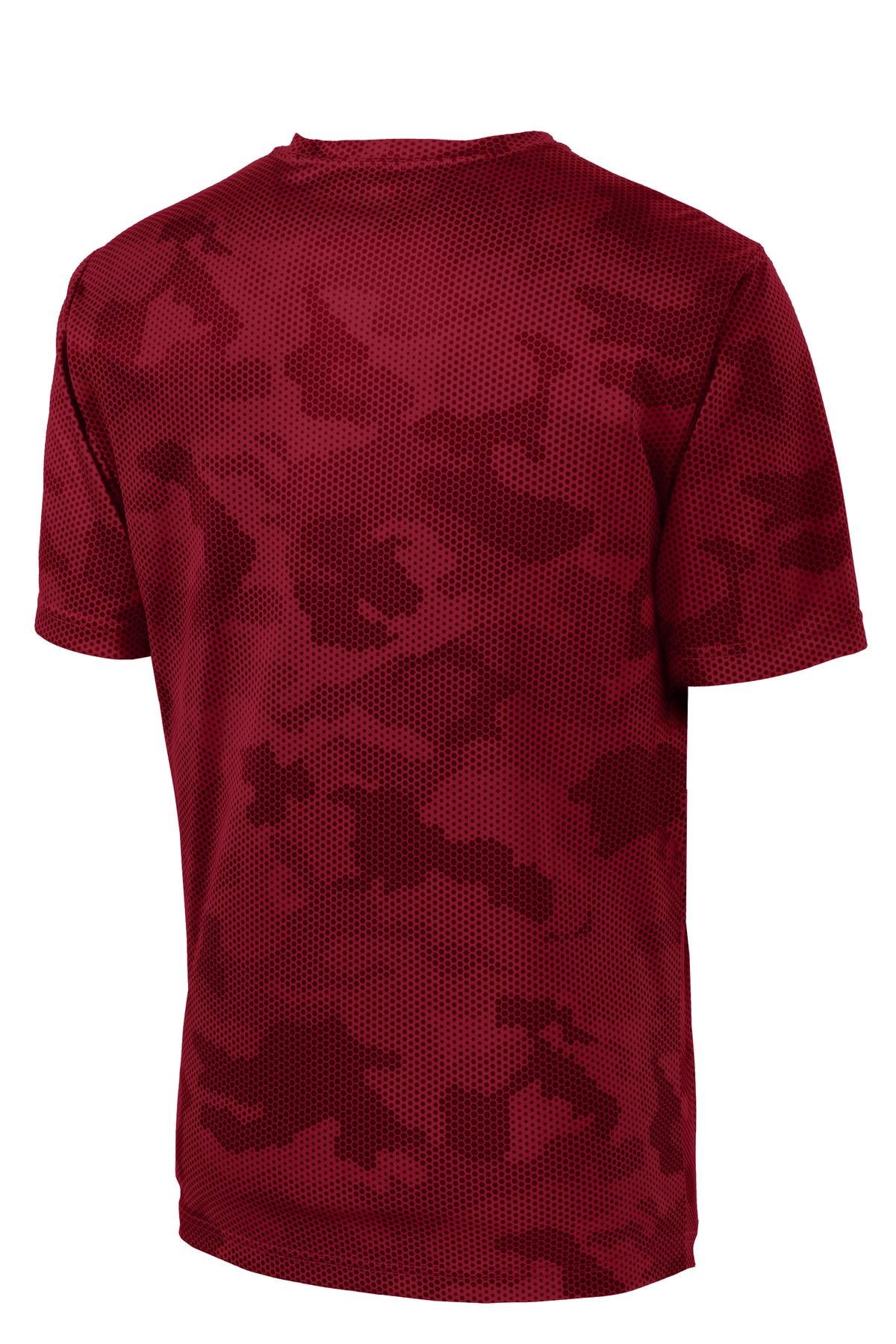 Sport-Tek CamoHex Tee - Deep Red - flat back