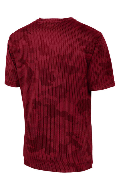 Sport-Tek CamoHex Tee - Deep Red - flat back