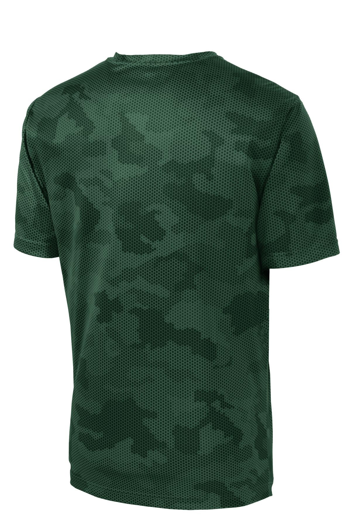 Sport-Tek CamoHex Tee - Forest Green - flat back