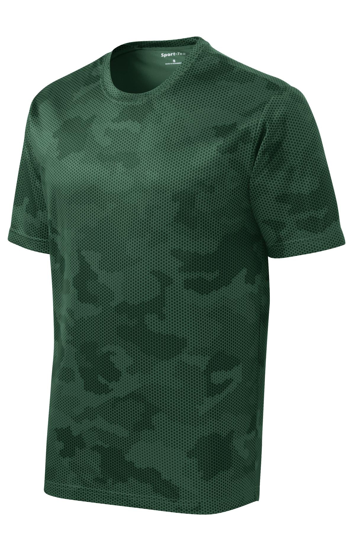 Sport-Tek CamoHex Tee - Forest Green - flat front