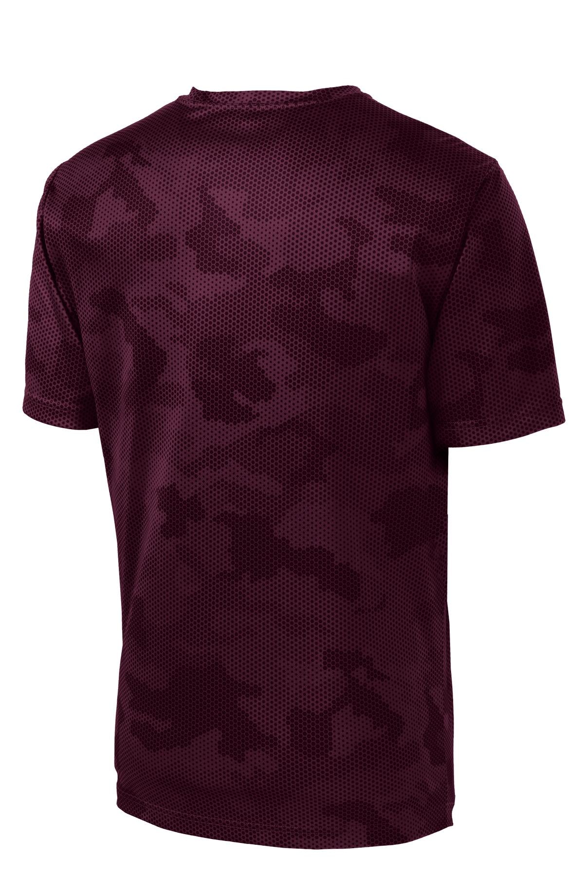 Sport-Tek CamoHex Tee - Maroon - flat back