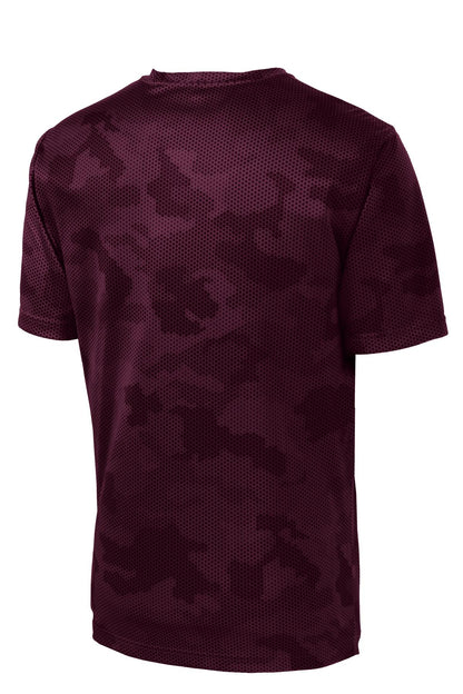 Sport-Tek CamoHex Tee - Maroon - flat back