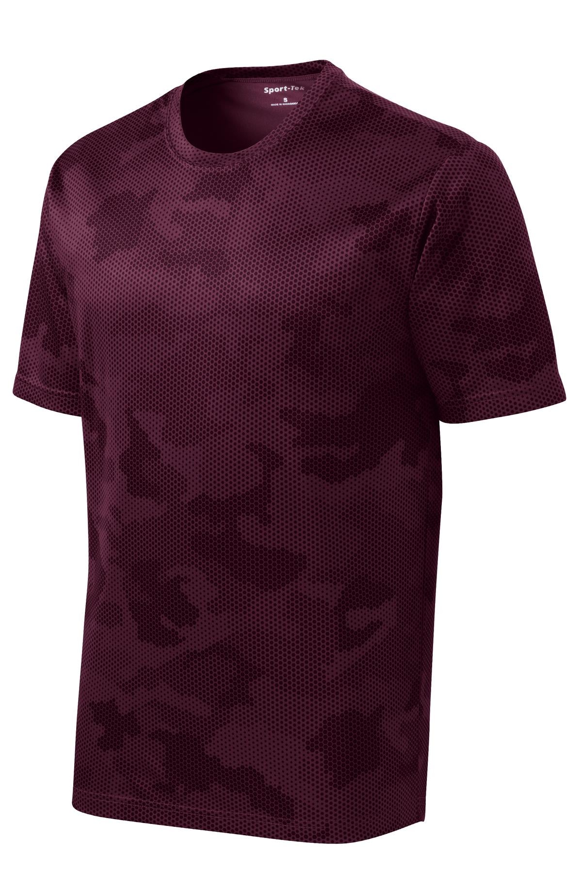 Sport-Tek CamoHex Tee - Maroon - flat front