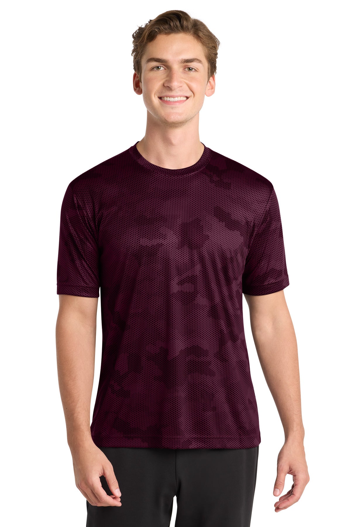 Sport-Tek CamoHex Tee - Maroon - front