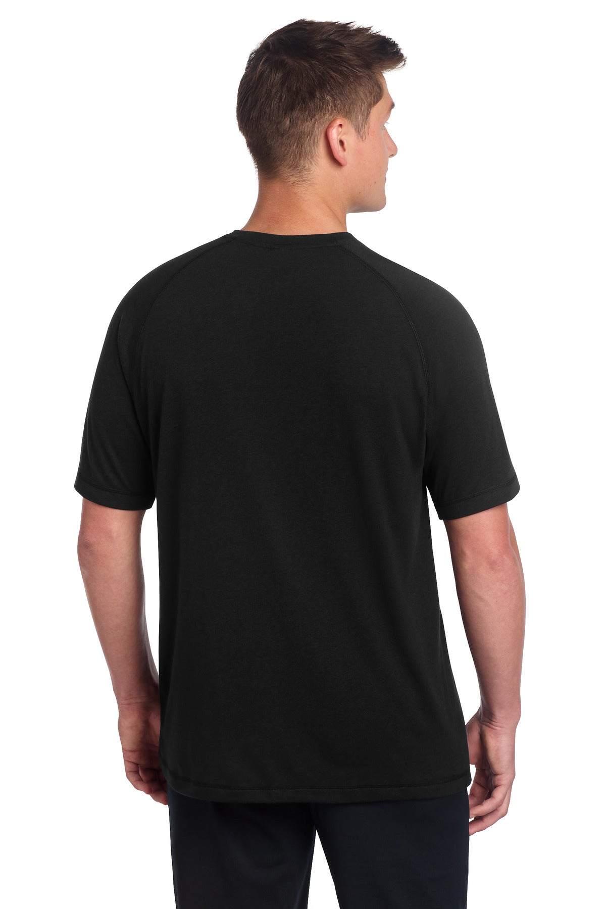 Sport-Tek PosiCharge Tri-Blend Wicking Raglan Tee - Black Triad Solid - back