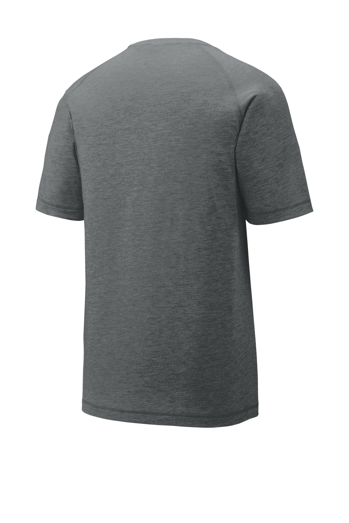 Sport-Tek PosiCharge Tri-Blend Wicking Raglan Tee - Dark Grey Heather - flat back