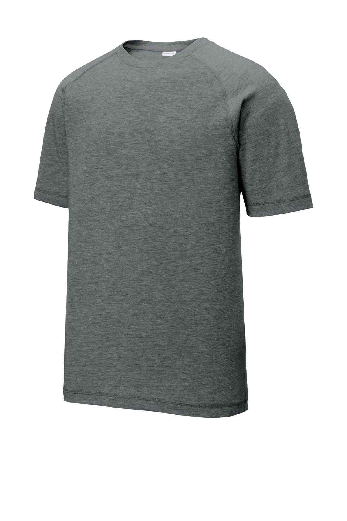 Sport-Tek PosiCharge Tri-Blend Wicking Raglan Tee - Dark Grey Heather - flat front
