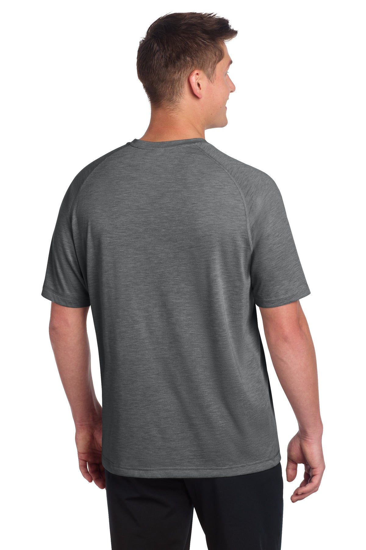 Sport-Tek PosiCharge Tri-Blend Wicking Raglan Tee - Dark Grey Heather - back