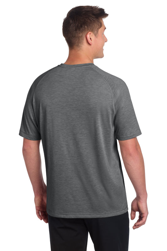Sport-Tek PosiCharge Tri-Blend Wicking Raglan Tee - Dark Grey Heather - back