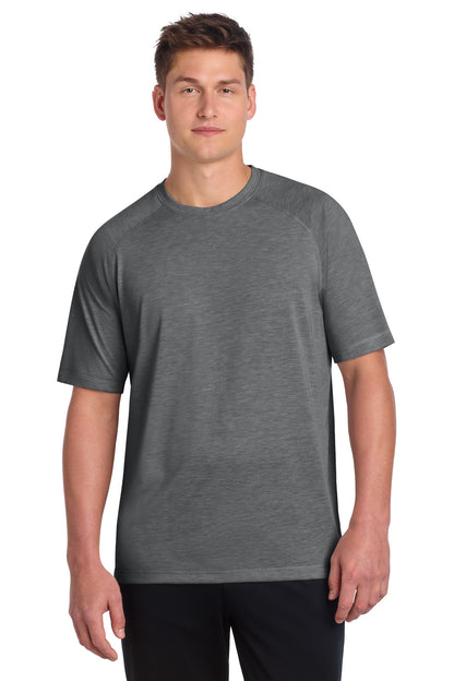 Sport-Tek PosiCharge Tri-Blend Wicking Raglan Tee - Dark Grey Heather - front