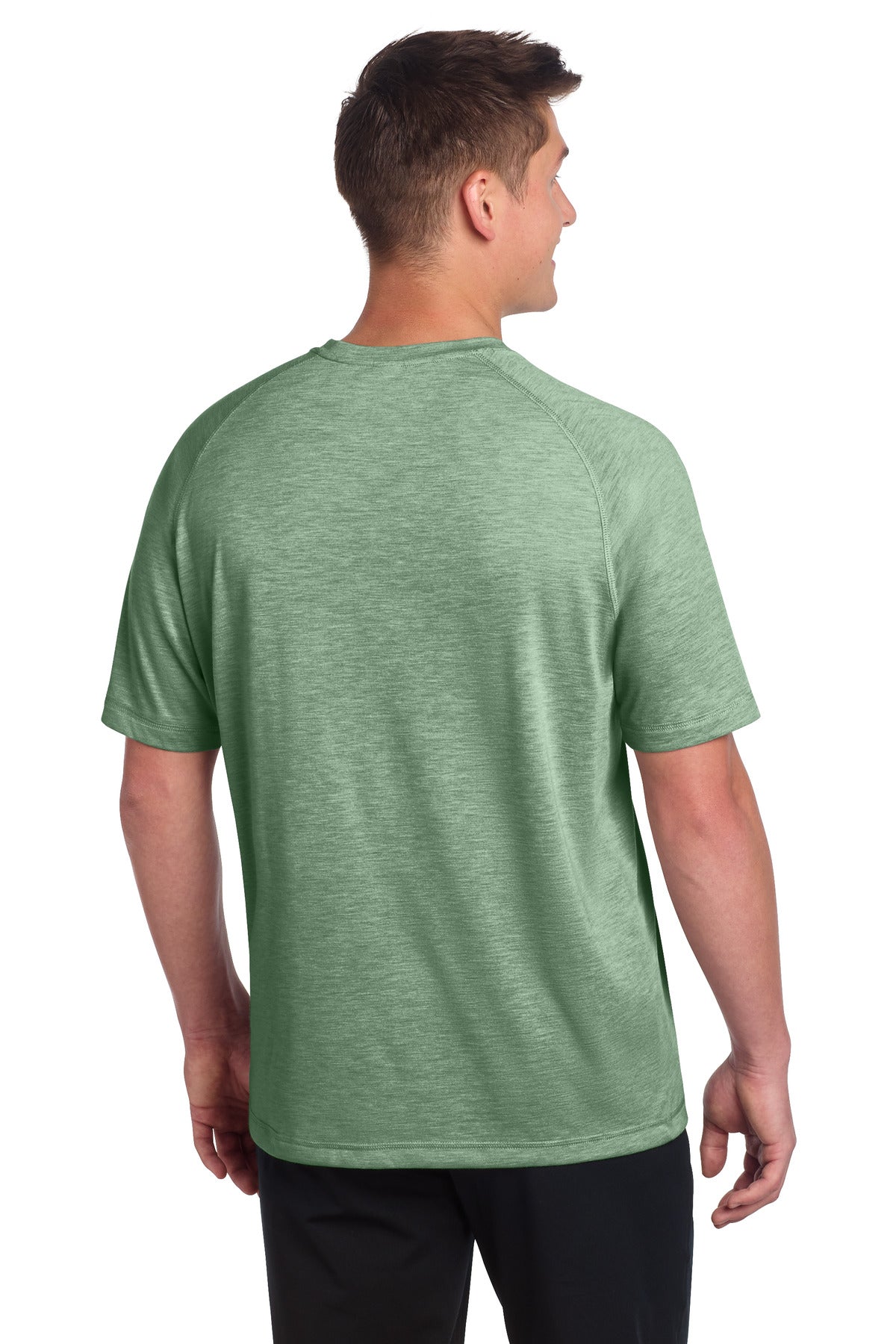 Sport-Tek PosiCharge Tri-Blend Wicking Raglan Tee - Forest Green Heather - back
