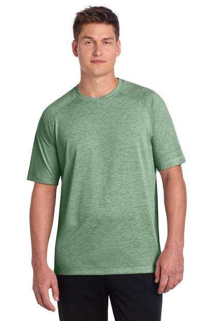 Sport-Tek PosiCharge Tri-Blend Wicking Raglan Tee - Forest Green Heather - front