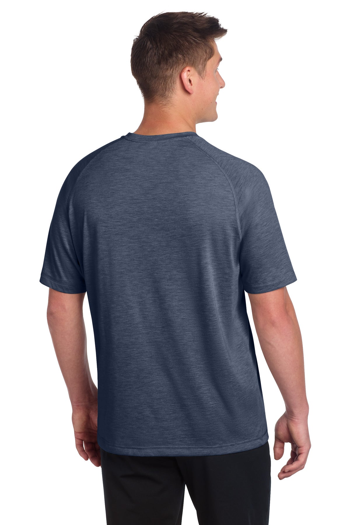 Sport-Tek PosiCharge Tri-Blend Wicking Raglan Tee - True Navy Heather - back