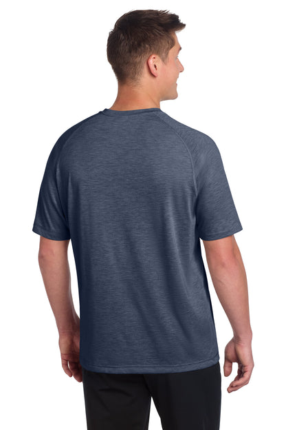Sport-Tek PosiCharge Tri-Blend Wicking Raglan Tee - True Navy Heather - back