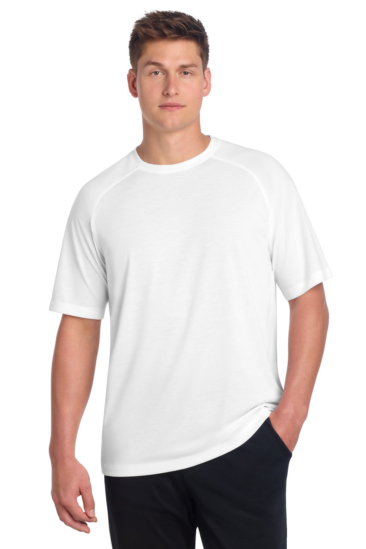 Sport-Tek PosiCharge Tri-Blend Wicking Raglan Tee - White Triad Solid - front