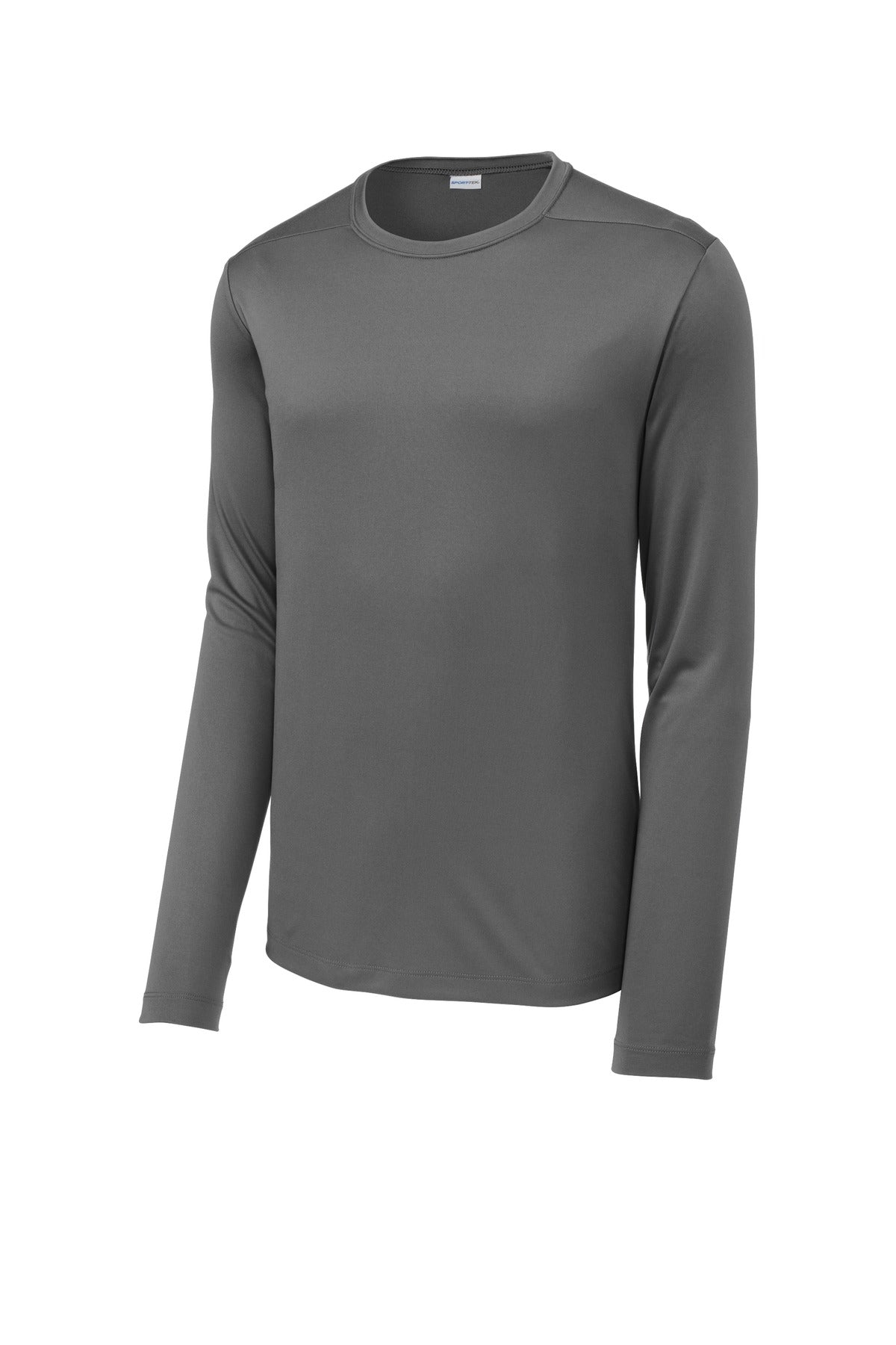 Sport-Tek Posi-UV Pro Long Sleeve Tee - Dark Smoke Grey - flat front