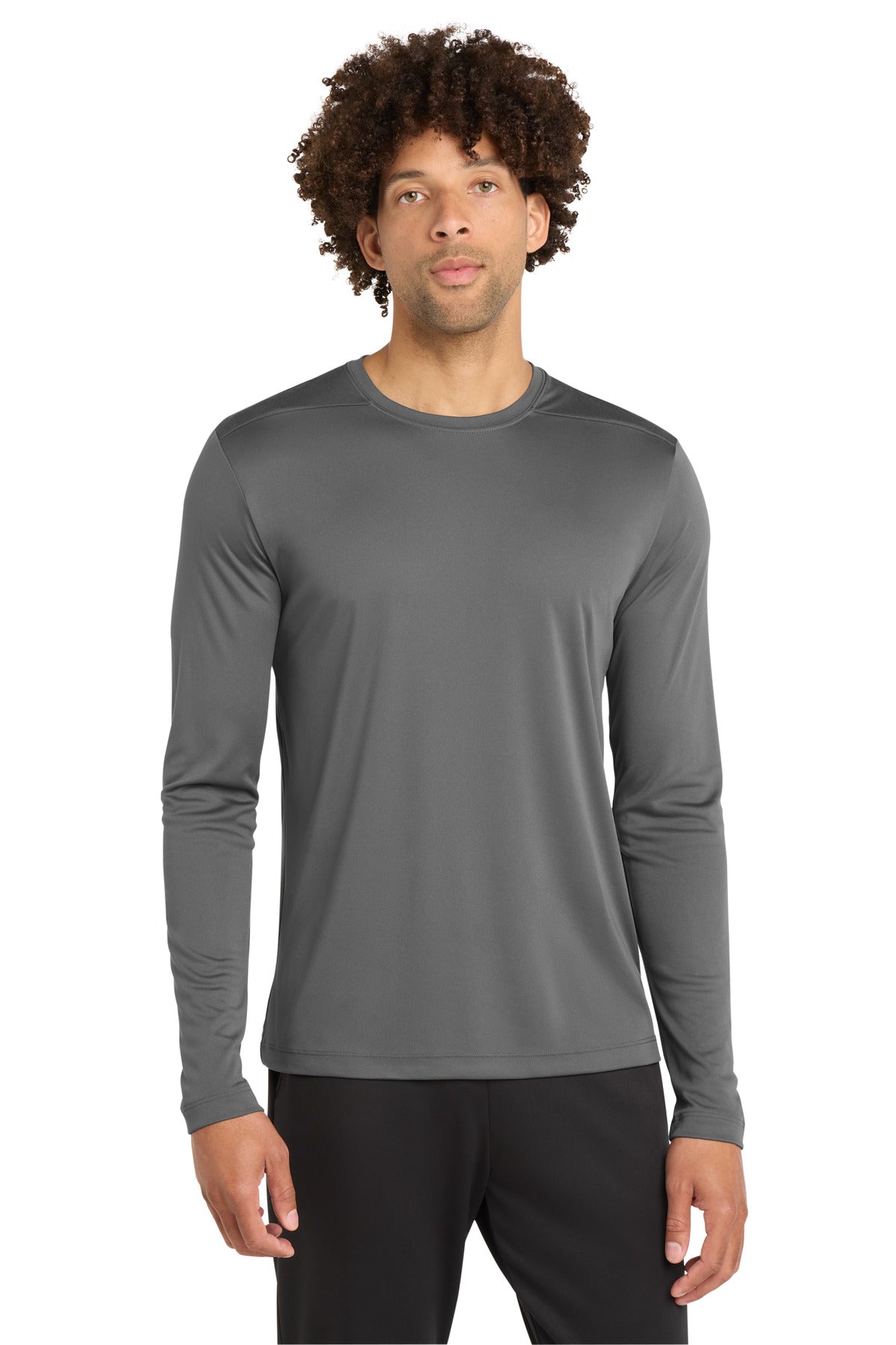 Sport-Tek Posi-UV Pro Long Sleeve Tee - Dark Smoke Grey - front
