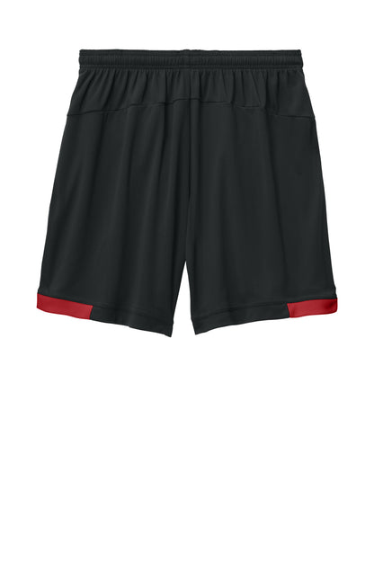 Sport-Tek Club 7 Short - Black/ Deep Red - flat back