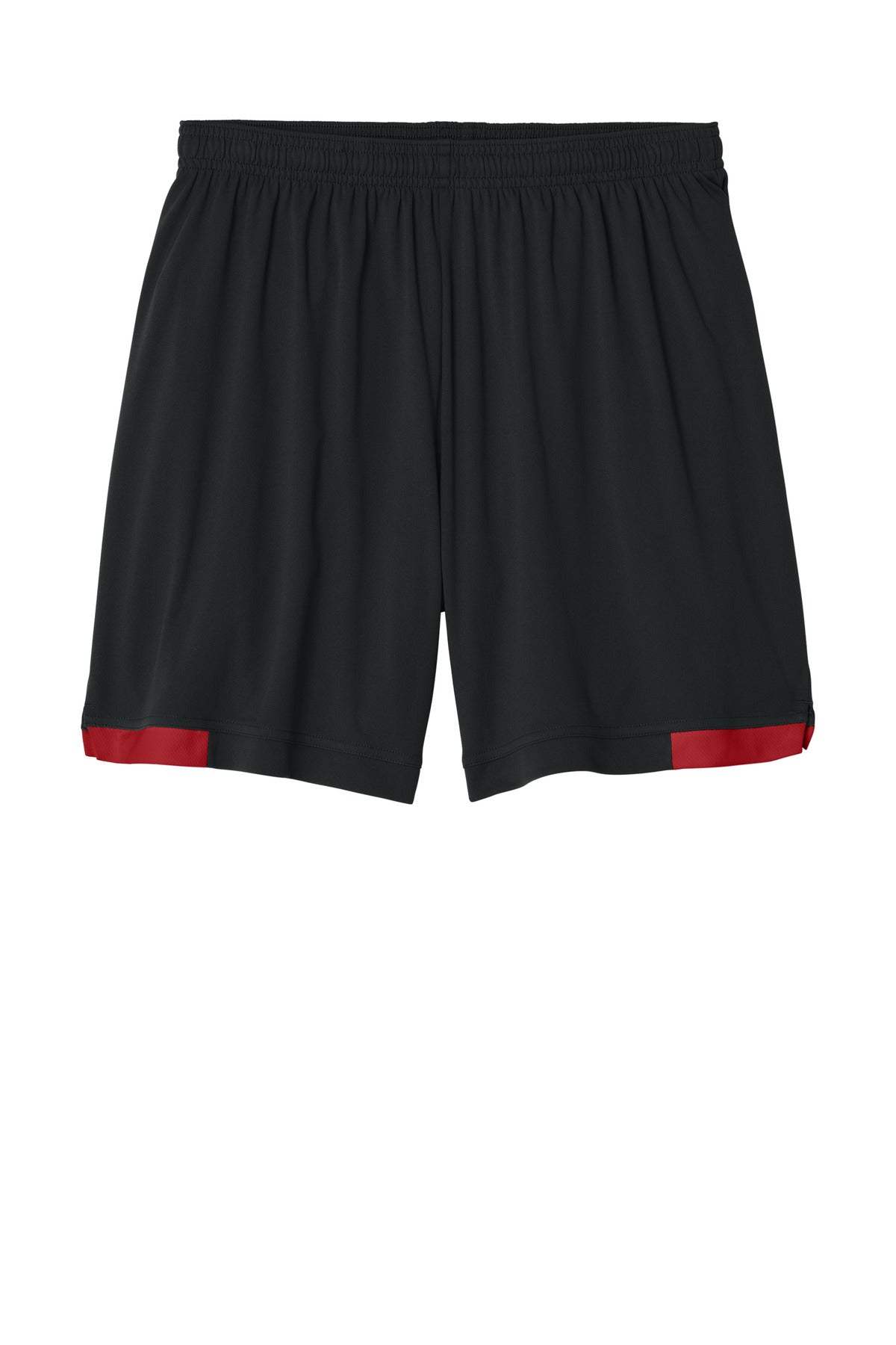 Sport-Tek Club 7 Short - Black/ Deep Red - flat front
