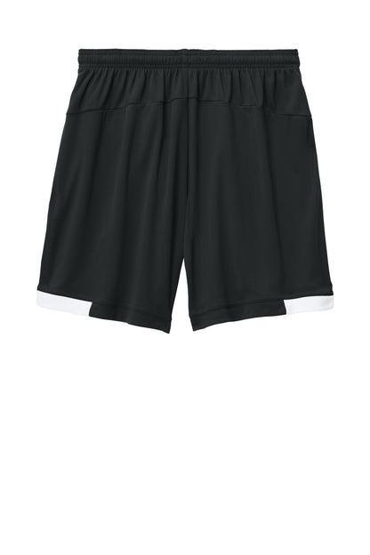 Sport-Tek Club 7 Short - Black/ White - flat back