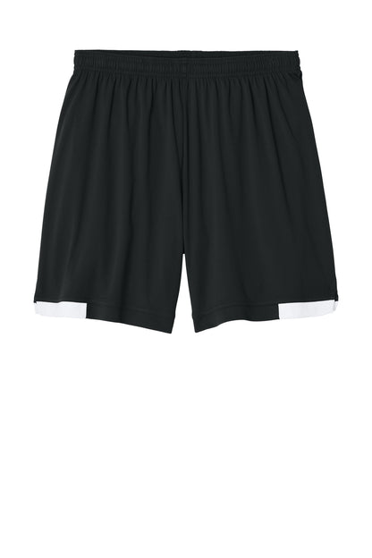 Sport-Tek Club 7 Short - Black/ White - flat front