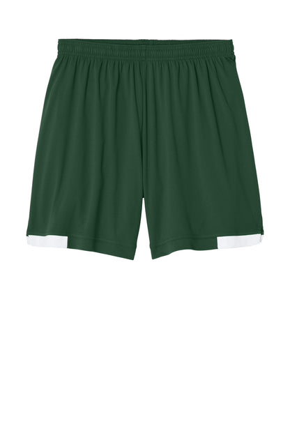 Sport-Tek Club 7 Short - Forest Green/ White - flat front
