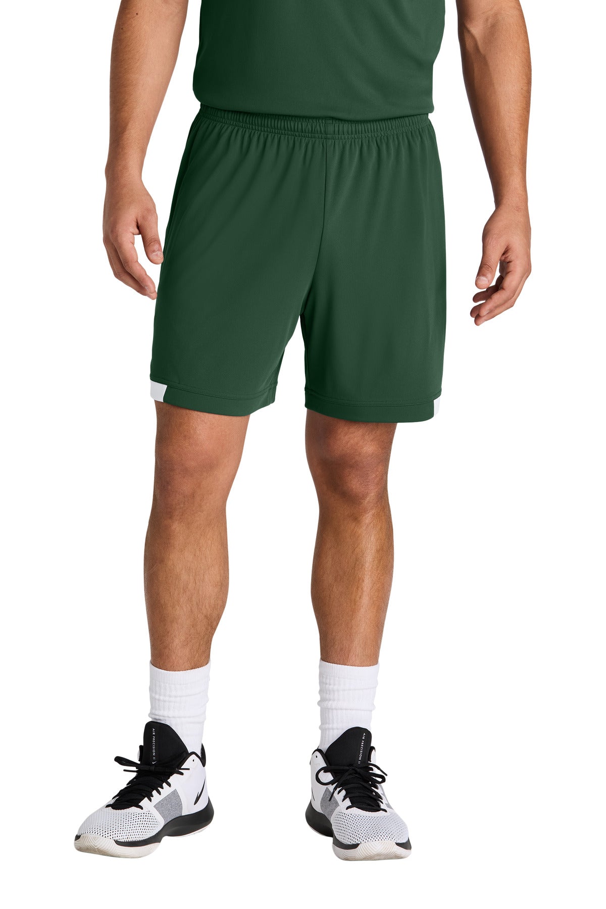 Sport-Tek Club 7 Short - Forest Green/ White - front