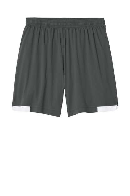 Sport-Tek Club 7 Short - Iron Grey/ White - flat front