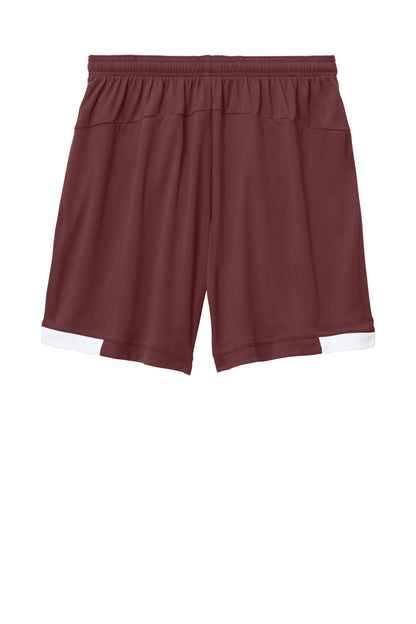 Sport-Tek Club 7 Short - Maroon/ White - flat back
