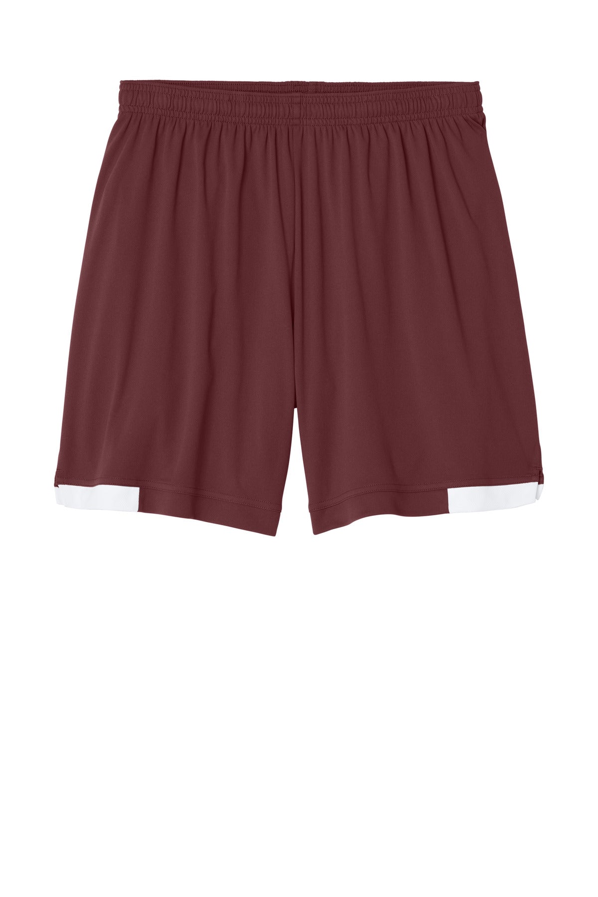 Sport-Tek Club 7 Short - Maroon/ White - flat front