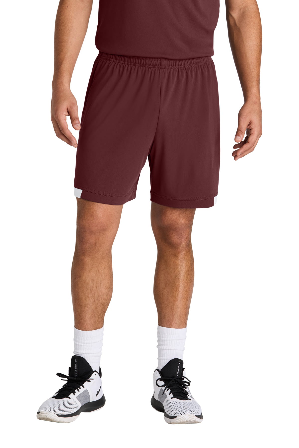 Sport-Tek Club 7 Short - Maroon/ White - front