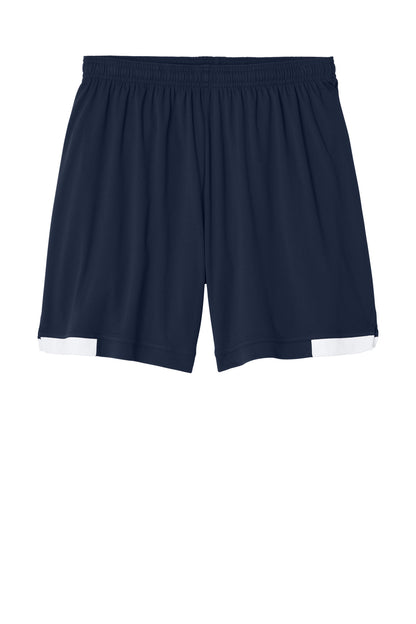 Sport-Tek Club 7 Short - True Navy/ White - flat front