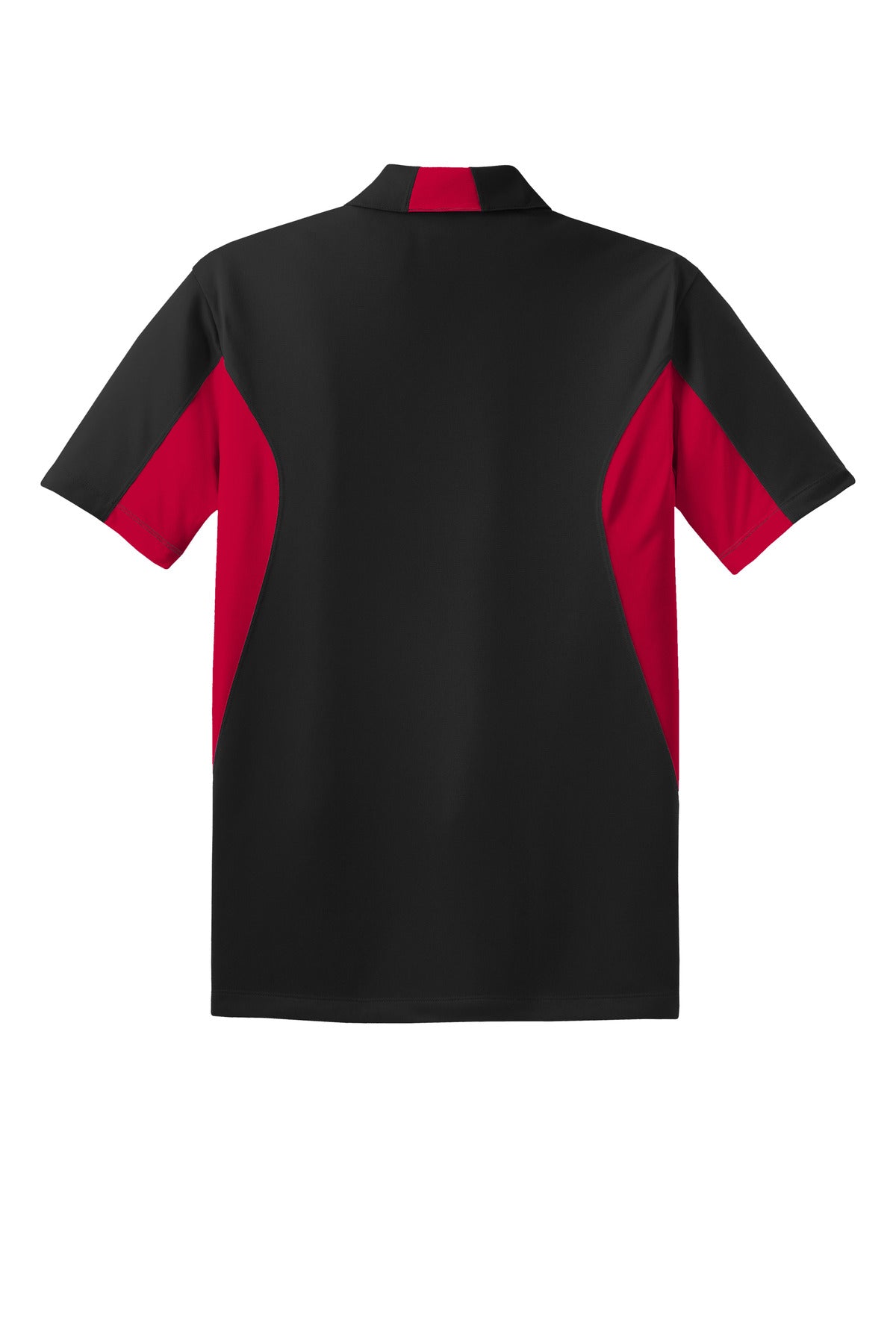 Sport-Tek Side Blocked Micropique Sport-Wick Polo - Black/ Deep Red - flat back
