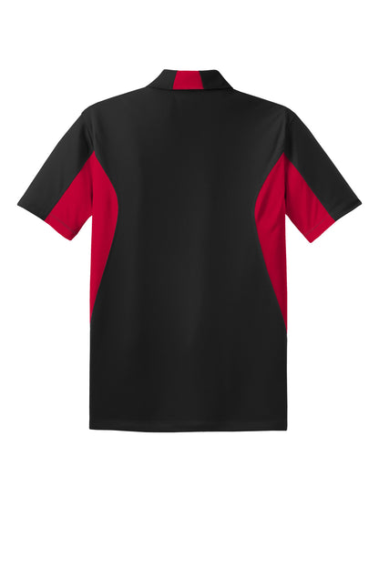 Sport-Tek Side Blocked Micropique Sport-Wick Polo - Black/ Deep Red - flat back