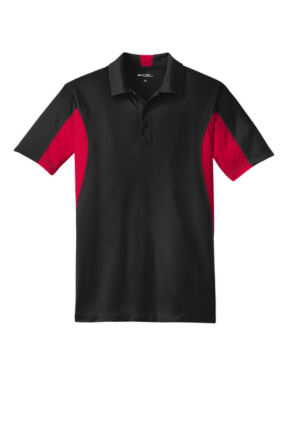 Sport-Tek Side Blocked Micropique Sport-Wick Polo - Black/ Deep Red - flat front