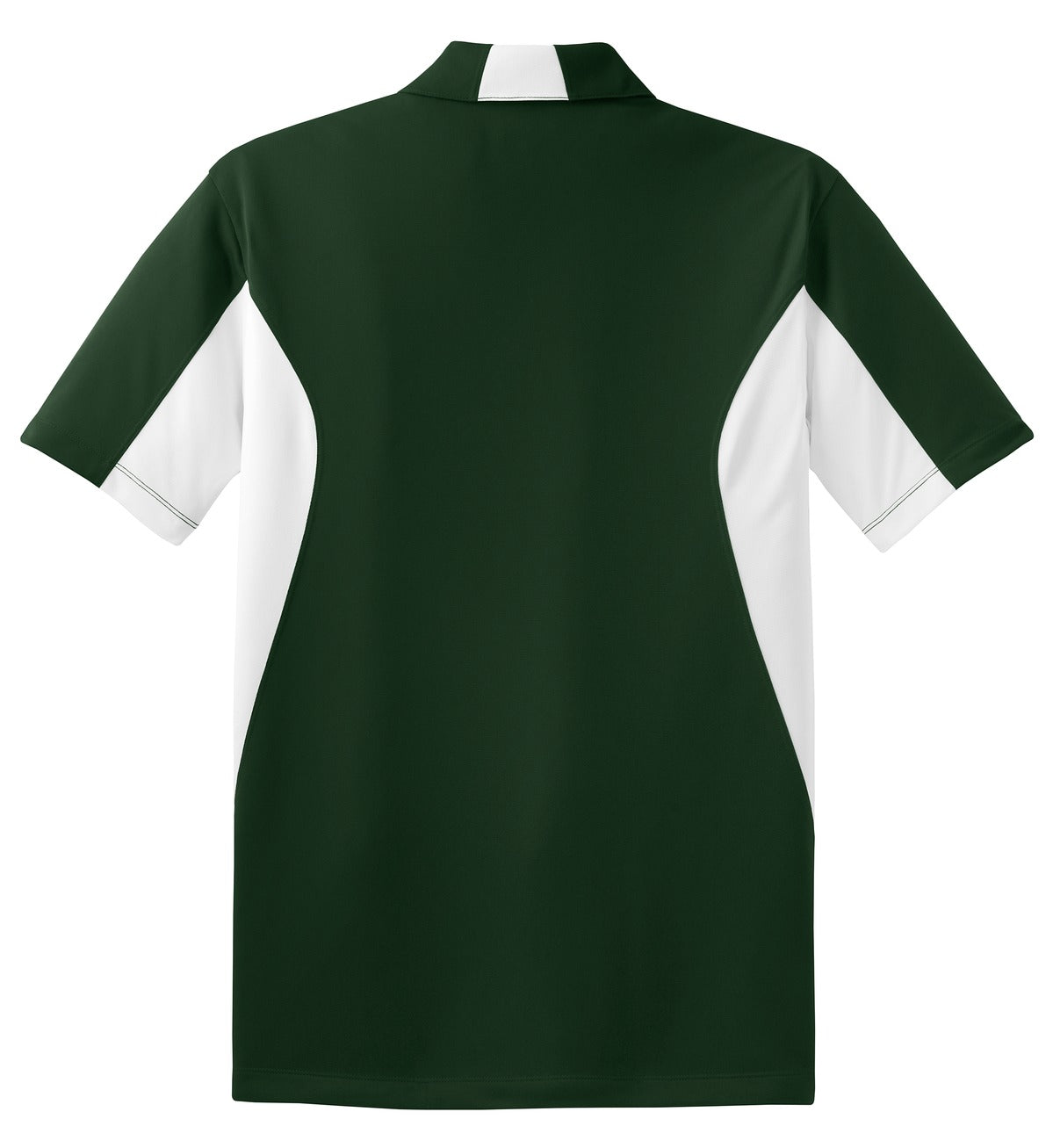 Sport-Tek Side Blocked Micropique Sport-Wick Polo - Forest Green/ White - flat back