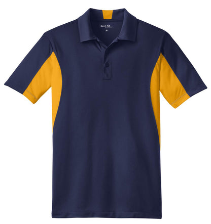 Sport-Tek Side Blocked Micropique Sport-Wick Polo - True Navy/ Gold - flat front